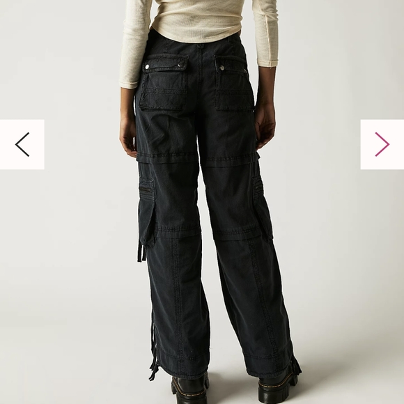 Free People Black Cargo Parachute Pants - Picture 2 of 7